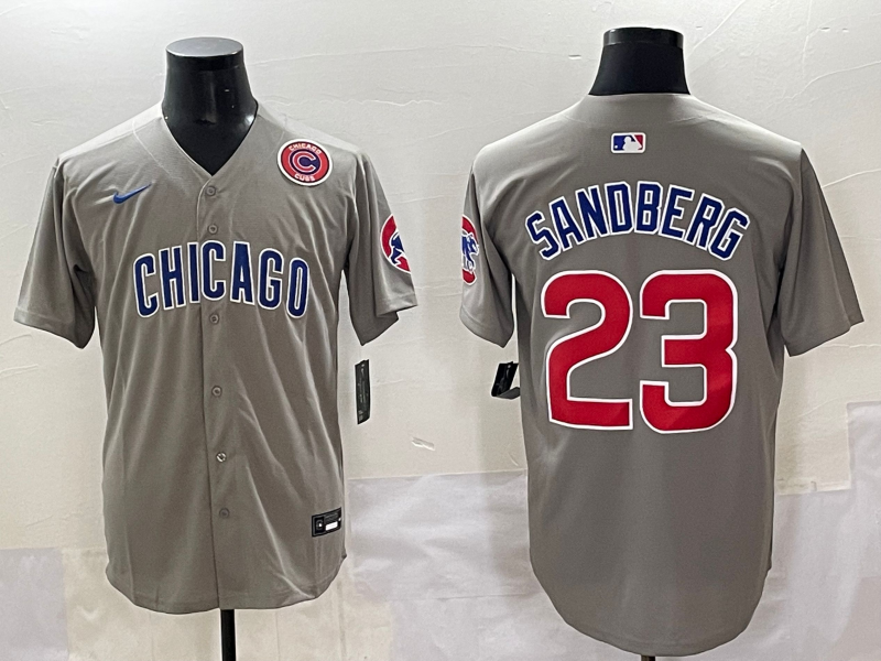 Men Chicago Cubs #23 Sandberg grey MLB Nike 2025 Jersey style 005